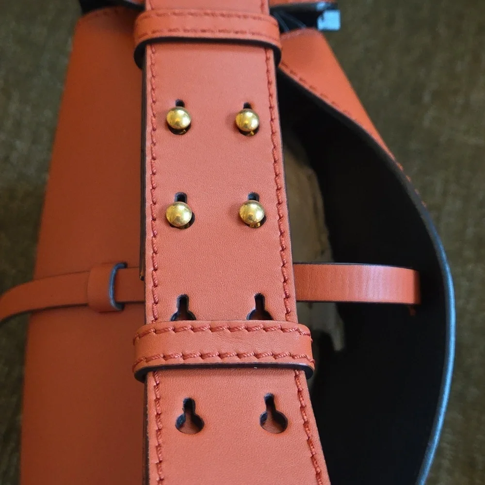 NWT Authentic Burberry Handbag Supple Calfskin Bucket Clementine - Picture 7 of 16